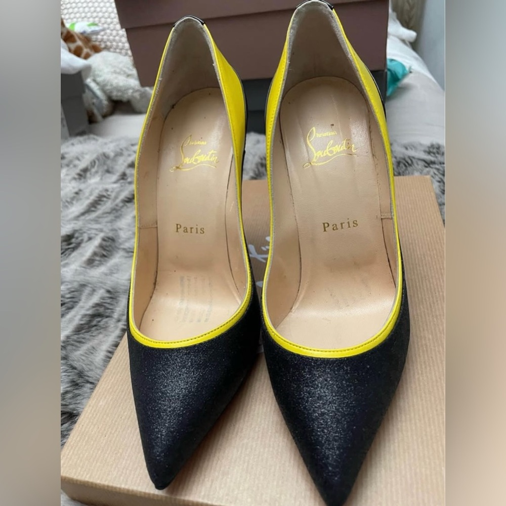Christian Louboutin Black and Yellow Heels